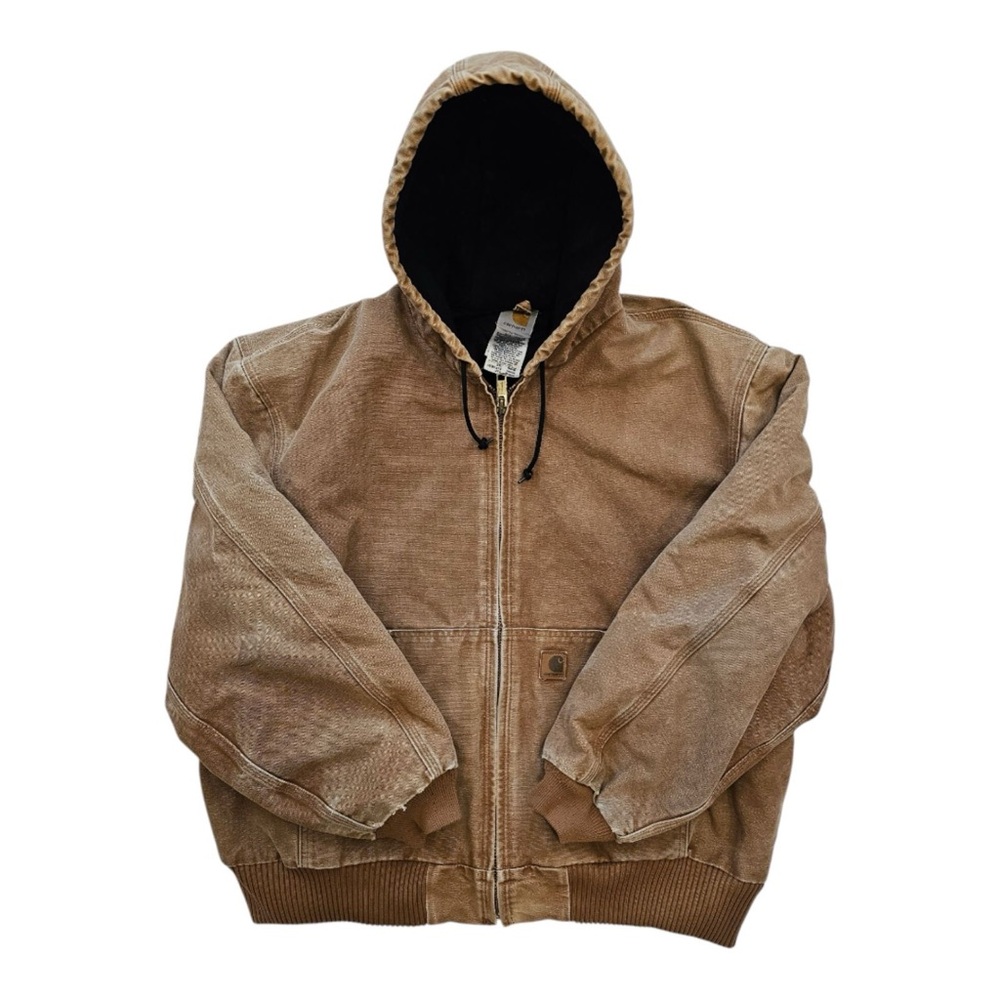 Carhartt Hooded Jacket Mens size 2XL Brown quilted fleece lining RN 14806